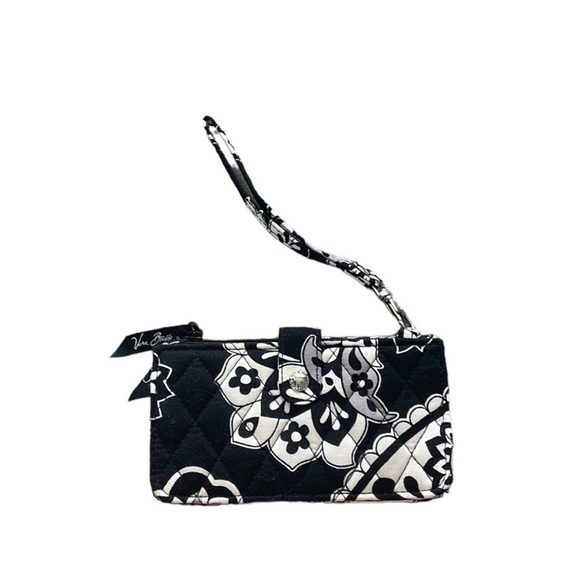 Vera Bradley Black and White Floral Preppy Printed Smartphone Wristlet. - Picture 1 of 5